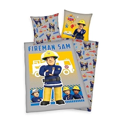 Imagen de Herding Fireman Sam Juego de Ropa Cama, Funda Almohada 80 x cm con Cierre Cremallera y patrón Reversible, nórdica 135 200 Cremallera, Brilla en la Oscuridad, 100%