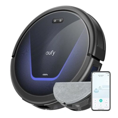 Imagen de eufy G50 Hybrid Robot Aspirador con Potente Succión de 4.000 Pa, Navegación Dinámica, Cepillo Desenredante Pro, Rodillos, Mopa para Limpieza Ligera, Pelos Mascotas, Pisos Duros, Moqueta