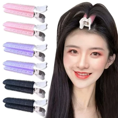 Imagen de Qiwenr 6Pcs Rulos de Pelo para El Auto Agarre,Rulos PláStico Juego Rulo Agarre,Rodillos Cabello Profesional Salon Peluqueria(Rosa+Morado+Negro)