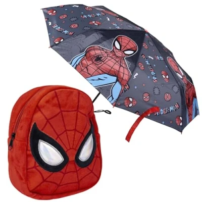Imagen de Set de Mochila GUARDERÍA Spiderman + Paraguas Plegable Niño a juego Producto Original Diseñado en España, hecho por Cerdá, licenciatario oficial