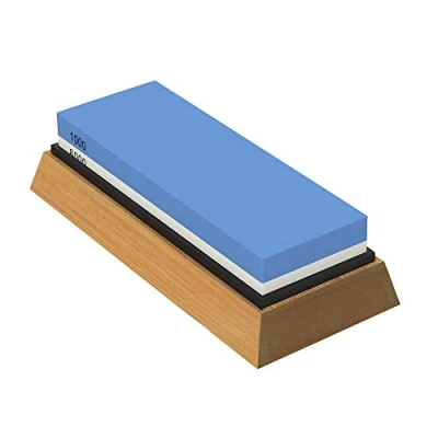 Imagen de Nuzamas Premium couteau Pierre à aiguiser 2 Côté grain 1000/6000 Kitchen knife Aiguiseur base antidérapante et angle Guide inclus