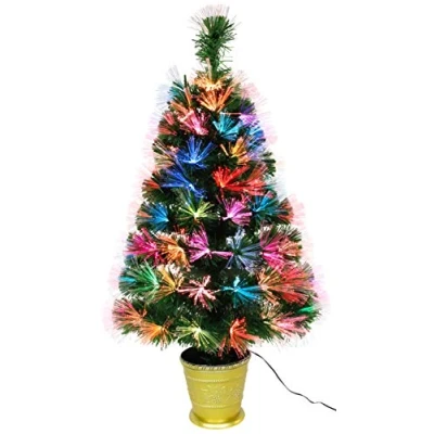 Imagen de Christmas Concepts® 3ft (36 Inch/90cm) Árbol de Fibra Óptica Preiluminado Cerde Árboles Navidad (LED Multicolores)