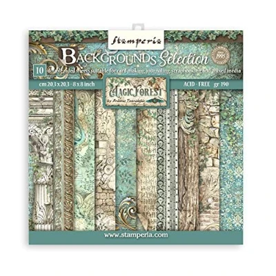 Imagen de Stamperia International SbBS79 Álbum de recortes (10 hojas en cm, 3 x 8 cm), diseño bosque mágico, multicolor, 20,3 cm