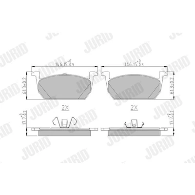 Imagen de JURID 573833J Juego de pastillas freno no preparado para indicador desgaste con clip émbolo sin accesorios SEAT: Leon III Hatchback