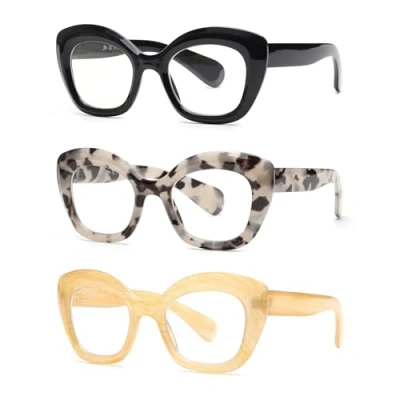 Imagen de JM Paquete de 3 Gafas Lectura Cuadrados, Presbicia con Bloqueo a Luz Azul Para Mujeres y Hombres +1.0