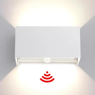 Imagen de LED 25W Aplique de Pared exterior Interior con Sensor Movimiento Crepúsculo Lámparas Moderno Blanca 4000K IP65 Impermeable Apliques cuadrada aluminio Ángulo luz ajustable