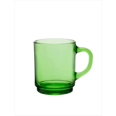Imagen de Duralex® Colección Versailles Taza de té Cristal con asa verde 26 cl Juego 6 piezas ultrarresistente, compatible lavavajillas, Made in France, apilable