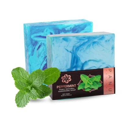 Imagen de Panu Soaps Menta Jabón de Ducha Vegano para Todo Tipo Piel Natural como Gel Sólido y Champú