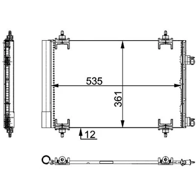 Imagen de MAHLE ORIGINAL AC 668 000P Condensador con perno de anclaje, secador 535mm PEUGEOT: 307 SW, Hatchback, 308 I CITROËN: C4 Hatchback