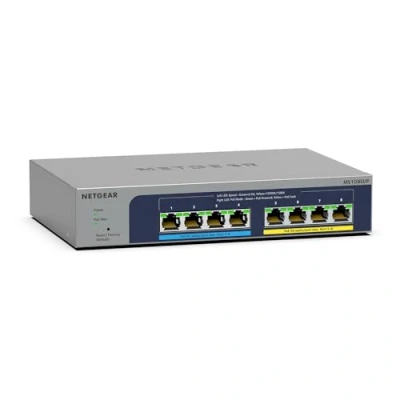 Imagen de NETGEAR Switch de 8 puertos y 2,5 GB MS108UP Ethernet Multi Gigabit Ultra60 PoE Plus 4 PoE+/++ a 230 W Sin ventilador, conectividad puntos acceso WiFi 6, ProSAFE