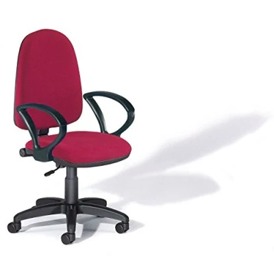Imagen de Rocada Silla de Escritorio Barata Oficina Color Roja despacho Cómoda, Ajustable y con Ruedas Regulable en Altura Tapizada Tela Ignífuga Reposabrazos
