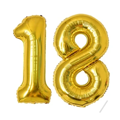 Imagen de Globos de Cumpleãnos Numeros 18 Oro,101 CM Globo Gigantes Grandes Decoracion,Globo Numero 18,Globos Niño Niña Adultos,Vuelan con Helio