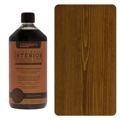 Imagen de Littlefair&#039;s Tinte para Madera 1ltr Acabado Premium, Fácil de Usar y Limpiar Basado en Agua, Seguro Ecológico Disponible Muchos Colores Color: Caoba Marrón