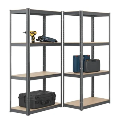 Imagen de Juskys Juego de 2 estanterías Almacenamiento Easy 160x80x40cm (AlxAxP) 640kg Capacidad Carga 8 estantes Estantería metálica para Cargas Pesadas Encaje sótanos Gris