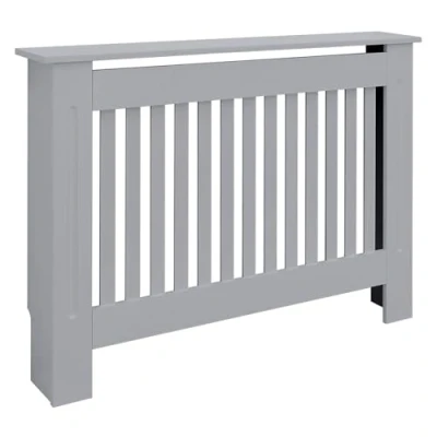 Imagen de ECD Germany Cubierta del Radiador 78x19x82cm MDF Gris Lacado Revestimiento Protector Vintage de Calefacción Estilo Rústico Superficie Estantería Útil Madera para Sala Estar Dormitorio