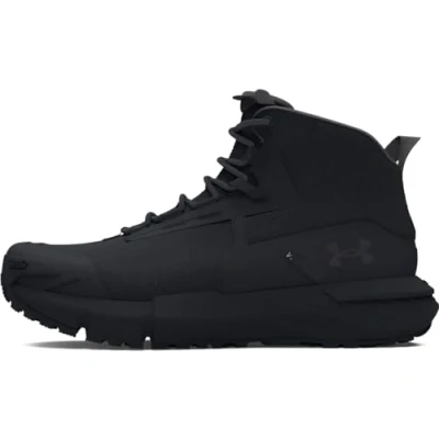 Imagen de Under Armour UA Charged Valsetz Mid Zapatos tácticos para hombre, cómodas y duraderas botas de montaña, color negro/negro/gris azabache
