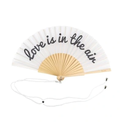 Imagen de Fisura Abanico original con mensaje “love is in the air. para bodas. blanco y negro de madera. cuelga abanico. 42,5 x 23 cm.