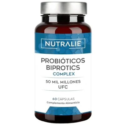 Imagen de Probióticos Intestinales 10 Cepas 50 Mil Millones UFC + Inulina Prebióticos Flora Intestinal Defensas Biprotics Complex con Lactobacillus Gasseri Acidophilus 60 Cápsulas Nutralie