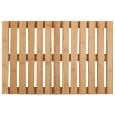 Imagen de WENKO Rejilla para bañera Indoor &amp; Outdoor Bambú 40 x 60 cm Alfombra de baño, Ducha, Piscina con Parte Inferior Antideslizante Natural