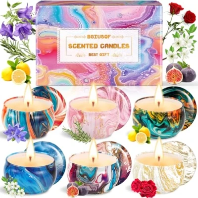 Imagen de BGIUSQF 6 Piezas Velas Aromáticas, Decorativas, Perfumadas, Juego de Perfumadas para Mujeres, Relajación, Fiesta, Boda, Yoga, Cumpleaños, Navidad, Día San Valentín
