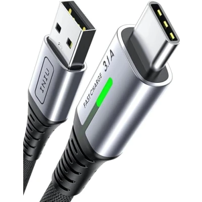 Imagen de INIU Cable USB A C, [1m] QC 3,0 y 3,1A C Carga Rapida, Aleación Trenzado de Nylon Tipo Cargador Compatible con iPhone 15 Pro Samsung S21 Huawei Xiaomi Pixel Android auto ECC.