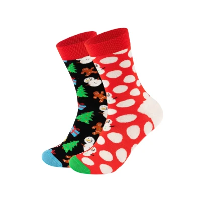 Imagen de Happy Socks BIG DOT Snowman GIFT SET Unisex 2 PACK Calcetines, Talla: 36 40, Multicolored