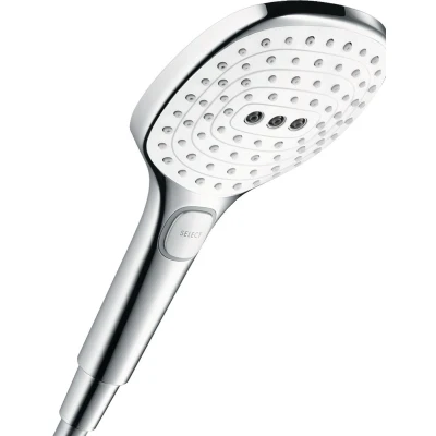 Imagen de Hansgrohe 26521400 Raindance Select E 120 ducha de mano, 3 tipos chorro, ahorro agua, blanco/cromo, mm
