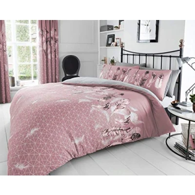 Imagen de GC GAVENO CAVAILIA Juego de Cama Plumas, Funda edredón Estampada tamaño King, cómoda y Transpirable, Color Rosa (230 x 220cm)