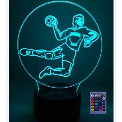 Imagen de HPBN8 Ltd Creativo 3D Balonmano Luz Nocturna Ilusión Optica Lámpara 7/16 Colores Control Remoto USB Power Juguetes Decoración Navidad Cumpleaños Regalo
