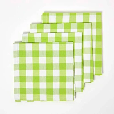 Imagen de HOMESCAPES Servilletas de Mesa con Azulejos Grandes Vichy, Juego 4, Ropa algodón Liso, Verde