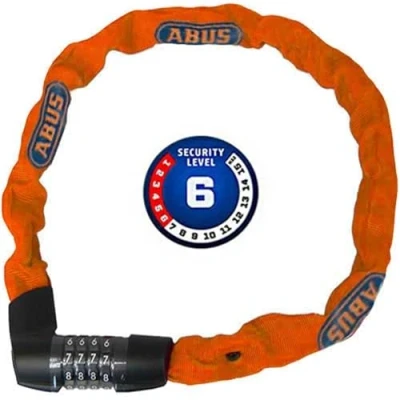 Imagen de ABUS candado de cadena Tresor 1385/75 Neon combinación acero templado cuadrada 6 mm grosor nivel seguridad 75 cm Naranja
