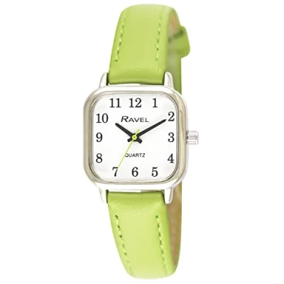 Imagen de Ravel Reloj Brighter Days Cuadrado para Mujer en Tono Plata Cuarzo Analógico R0141.11.2 Verde Lima Brillante