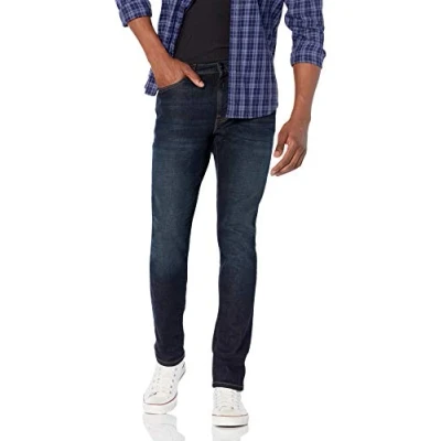Imagen de Amazon Essentials Pantalón Vaquero Elástico de Ajuste Ceñido Hombre, Lavado Suave/Índigo Oscuro, 34W / 30L