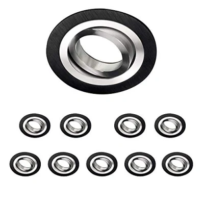 Imagen de wonderlamp 10 Unidades Foco empotrable Classic Redondo con Portalámparas GU10, Ángulo basculación 30, 230V, Diametro 9.3 x 2.5 cm, Negro