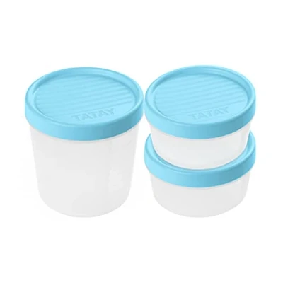 Imagen de Tatay Set de 3 Fiambreras Alimentos, 2 x 0.5L, 1 1L, Tapa Rosca, Libre BPA, Apto Microondas y Lavavajillas, Color Azul