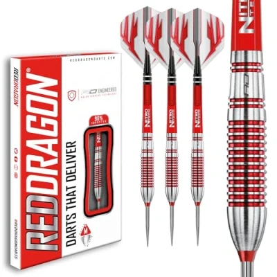 Imagen de RED DRAGON Reflex 26g Dardos de Tungsteno Punta Acero con Plumas y Eje