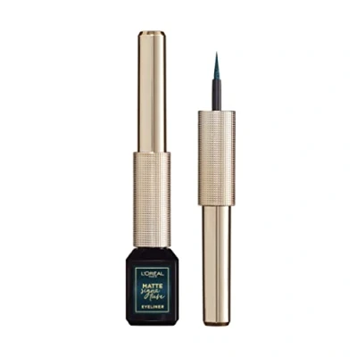 Imagen de L’Oréal Paris, Delineador de Ojos Líquido Matte Signature Liner, Acabado Mate, Trazo Preciso, Larga Duración, Resistente al Agua, Tono Nu 04 Verde