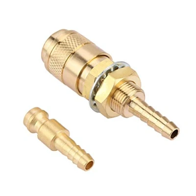 Imagen de M6 Conector rápido Juego Adaptador de gas refrigerado por agua Manguera para antorcha soldadora MIG TIG Racor antorcha(Dorado)