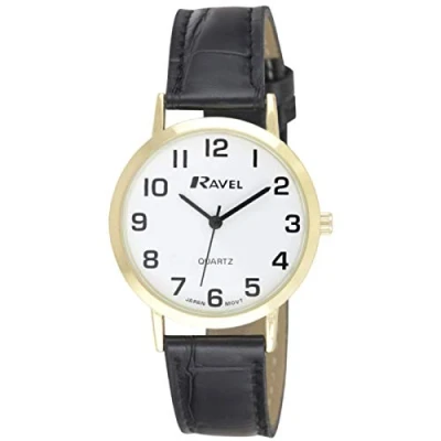 Imagen de Ravel Reloj Tradicional Unisex con Esfera Numérica Clara Tono Oro/Negro