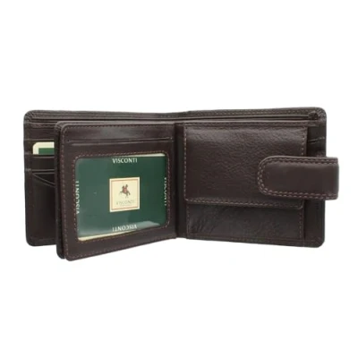 Imagen de Visconti Colección Heritage Strand Cartera de Cuero con Cierre Lengüeta HT13 Bloqueo RFID Chocolate