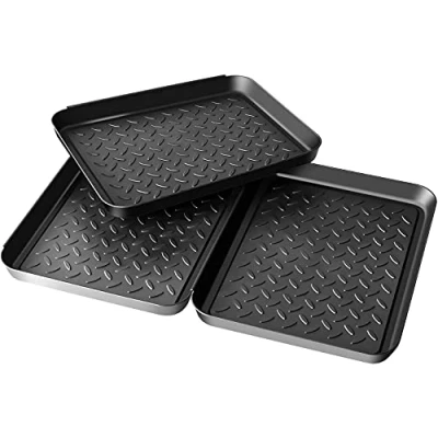 Imagen de HAFERL 3 Unidades Bandeja para Zapatos, 35 x 27 cm Desinfectante Zapatos Negro de Goteo con Borde Elevado, Bandejas Mojados Arranque Calzado Maceta Tazón