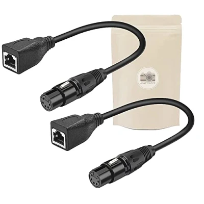 Imagen de 2X Cable adaptador RJ45 hembra a XLR DMX 5 pines