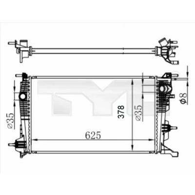 Imagen de TYC 728 0065 R Radiador, refrigeración del motor 625 378 23 Aletas unidas mecánicamente RENAULT: MEGANE 3 Coupe, GRAND SCENIC 2