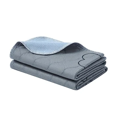 Imagen de Feandrea Alfombras Lavables para Perros, Absorbentes Reutilizables, 122 x 61 cm, Juego de 2, L, Impermeables, Antideslizantes, Alta Absorbencia, Cobaya, Hámster, Gris PTD024G01