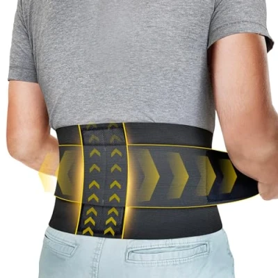 Imagen de BRACOO BS33 Faja Lumbar para Hombre y Mujer Soporte Espalda Baja, Alivia el Dolor Facilita la Recuperación de Lesiones Cinturón con Doble Ajuste Estabilizadores Transpirables