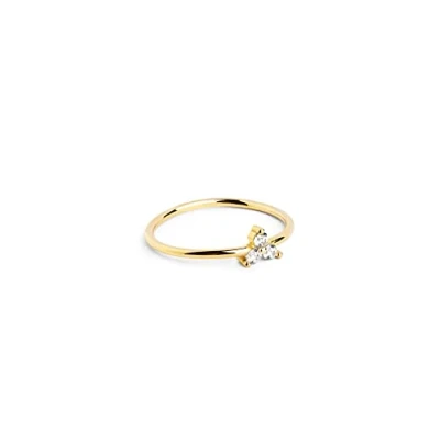 Imagen de SINGULARU Anillo Trebol de Plata Ley 925 con Acabado Baño Oro 18 Kt. y Circonitas Joyas para Mujer Varios Acabados Tallas Talla 12