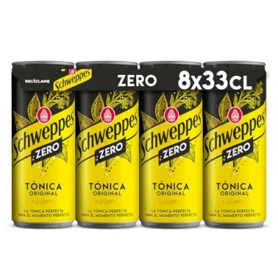 Imagen de Schweppes Tónica Zero, sin Azúcar ni Calorías Lata 33cl (Pack de 8)