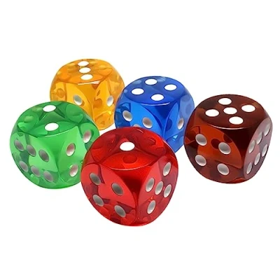Imagen de TENCOCO Dados de Cristal Impermeables, Transparentes 25mm, Esquina Redonda 6 Lados, Juego Mesa para Juegos Azar