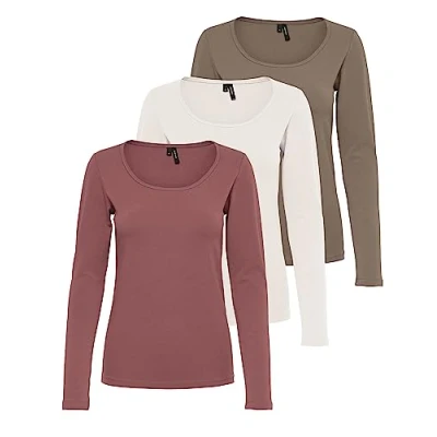 Imagen de VERO MODA Camiseta de manga larga Vmmaxi My Ls Soft Uneck Ga Noos, 1 nogal, marrón rosa, malvavisco, XL