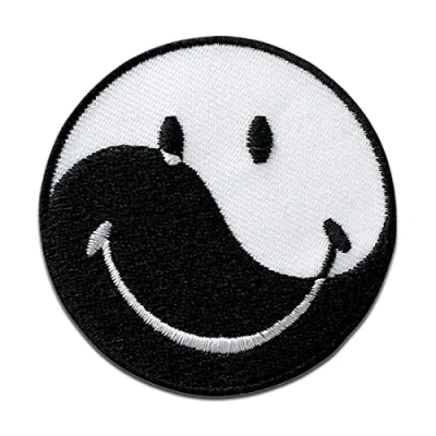 Imagen de Mono Quick Smiley Ying Yang Parches Termoadhesivos Bordados Aplique Para Ropa, Tamaño: 5,5 x cm